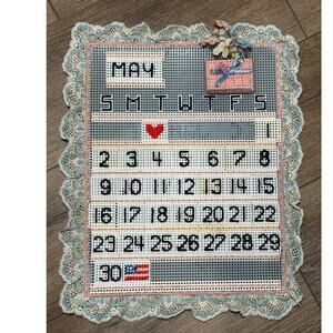 Vintage Perpetual Calendar Handmade 90s Cottage Core Farmhouse Wall Decor 16x13"